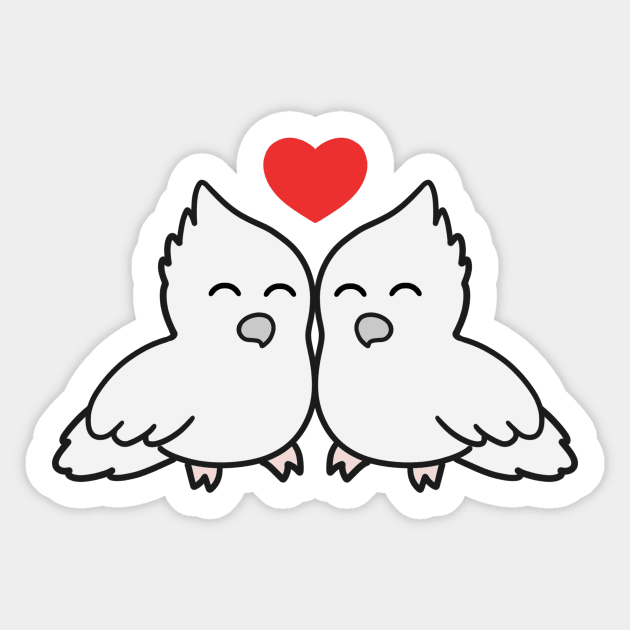 White Cockatiel Love Sticker by BiscuitSnack